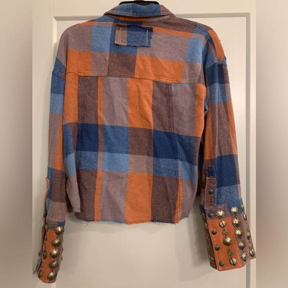 Free People We the Free Austin Plaid Buttondown Flannel Size XS 100% Cotton NWT - Picture 8 of 16